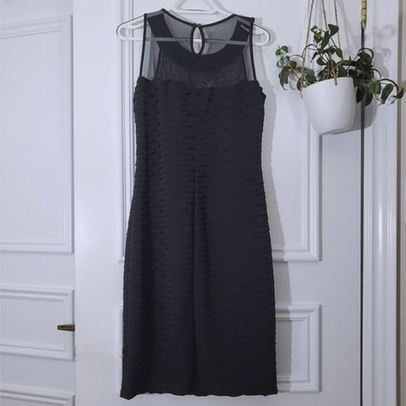 FRANK LYMAN Metallic Beaded Ring Neck Sweetheart Chiffon Tiered Dress- S… - Picture 4 of 15